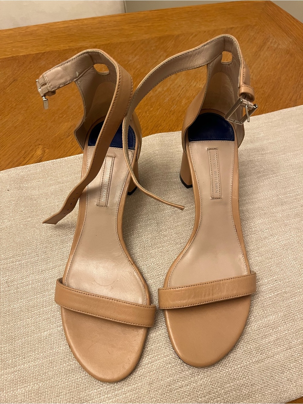 Stuart Weitzman Nude Tan Leather Ankle-Strap Heels